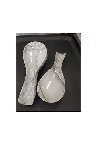 Desenli Melamin Ocak Yanı Kaşıklık - Melamin Kirli Kaşık Altlığı Kepçe, Kaşık Nihalesi 26 X 9 Cm Desenli
