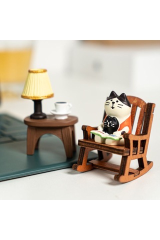 Singree Kedi Kitap Okuyan Resin Masa Figürü - Rahatlatıcı Ofis Dekorasyonu Hediyelik Mini Heykel