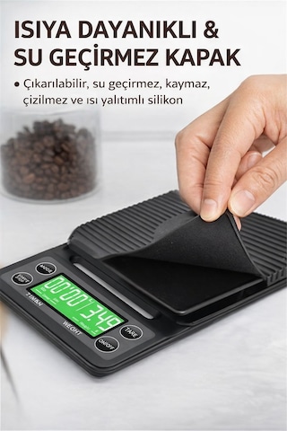 Dijital Hassas Kahve Terazi Zaman Ayarlı Kahve Dripper Tartı 3 Kg / 0.1 Gr Thr389
