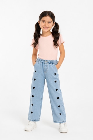 Eray Alp Kids Kız Çocuk Kalp Nakışlı Jean Mavi