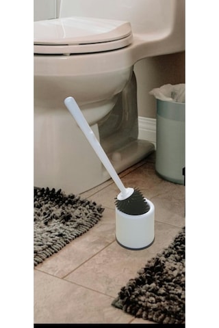 Antibakteriyel Silikon Uçlu Tuvalet Fırçası Seti - Tuvalet Ve Klozet Temizleme Fırçası Beyaz Renk Beyaz
