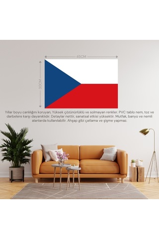 Çek Cumhuriyeti Ülke Bayrağı 45x30cm Duvar Tablosu Çerçevesiz Pvc Tablo Diğer