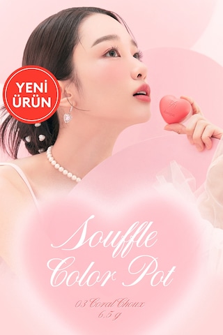 Dasique Kalp Tasarımlı Yoğun Pigmentli Köpük Yapılı Kadife Bitiş Sunan Ruj Souffle Color Pot 03 Coral Choux 03 Coral Choux
