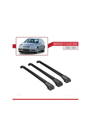 Mercedes C Class S203 2000-2007 Arası İle Uyumlu Ace-1 Ara Atkı Tavan Barı Siyah 3 Adet Bar
