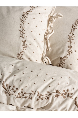 Cotton Box Cotton Keten Çift Kişilik Nevresim Takımı Pelias Bej