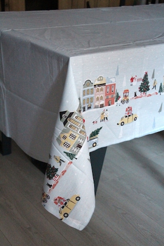 Pamuklu Yılbaşı Noel Temalı Kumaş Masa Örtüsü 150x200 Ebat 2025-knrev Mavi