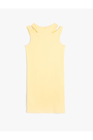 Koton Mini Elbise Pencere Detaylı Ribanalı Pamuklu Sarı 4skg80139ak Sarı
