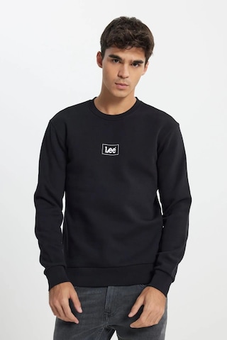 Lee Regular Fit Normal Kesim Bisiklet Yaka İçi Polarlı Siyah Sweatshirt 001