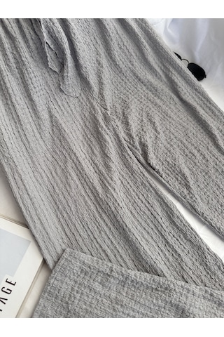 Intive Cool Comfort Waffle Kumaş Pamuklu Nefes Alabilir Basic Yazlık Jogger Pantolon Cepsiz Gri