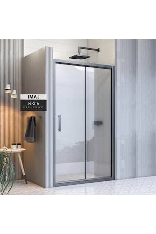 İmaj Banyo Noa İki Duvar Arası 1 Sabit 1 Sürgü Duşakabin Siyah