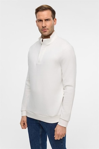 Süvari Beyaz Regular Düz Polo Yaka Sweatshirt Beyaz