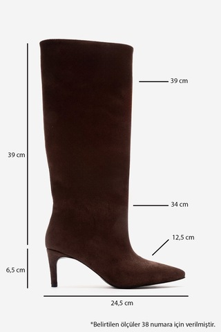 Luvishoes Camila Kahverengi Süet Kadın Topuklu Çizme Kahverengi