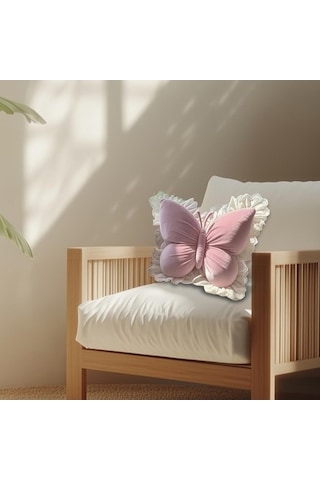Fastbuy Suntek Kelebek Şekilli Yastık, El Sanatları Kanepe Minderi, İç Pembe Pembe