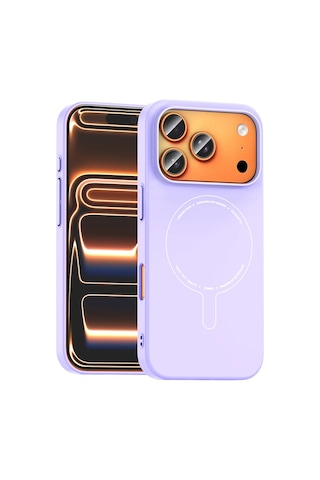 Apple iPhone Uyumlu Uyumlu 18 Pro Max Kılıf M-safe Şarj Özellikli Kamera Korumalı Zore Elio Sert Pc Kapak Lila