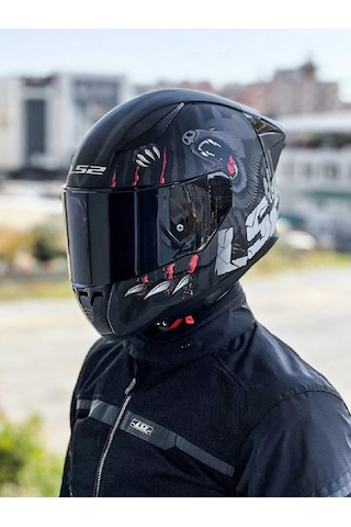 LS2 Rapid 2 Clawn Race Mat Siyah- Gri - Kırmızı Kask