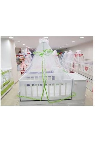 Hugoy Bebek beşik cibinliği ve demiri, cibinlik, tül,demir yeşil