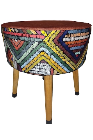 Puf Koltuk Tabure - Etna Gökkuşağı Turuncu Kiremit