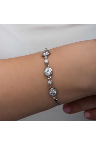 Blackcraft 925 Ayar Gümüş Yuvarlak Taşlı Kadın Bileklik Bc-bf03cb