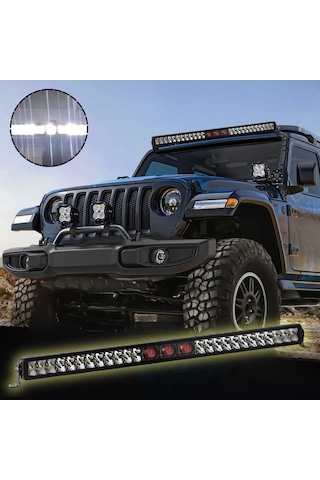 Off-road Premium Tavan Led Bar 105 Cm Beyaz Işık Projektör Kırmızı Göz Gündüz Led Metal Gövde
