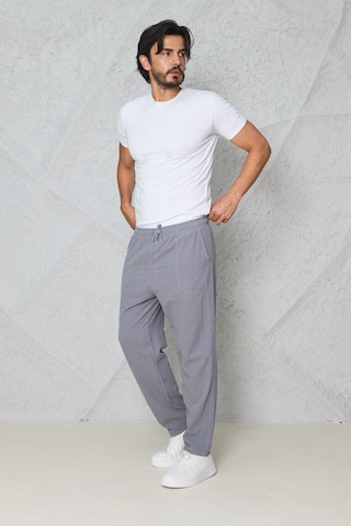 Blayn Jeans Erkek Haki Jogger Pantolon Beli Lastikli Bağcıklı %100 Pamuk Keten Baggy Rahat Günlük Pantolon gri