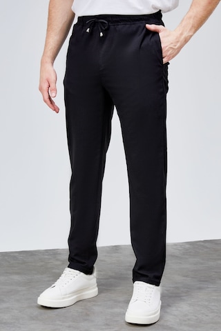HLT Jeans Erkek Siyah Relaxed Fit Yandan Cepli Beli Lastikli Bağcıklı Duble Paça Jogger Pantolon Bolt-1996 Siyah