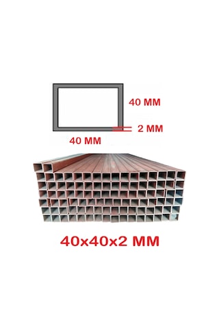 Boyalı 2mt 40 X 40 X 2 Mm Kutu Profil Boru Metal 40x40x2 Demir