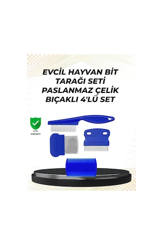 4 Parçalı Evcil Hayvan Tarak Seti Paslanmaz Çelik Dişli Ergonomik Saplı