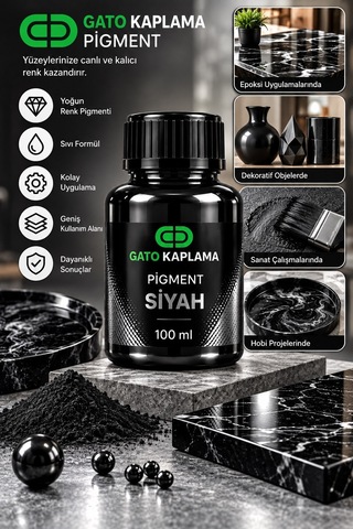 Gato Kaplama Solvent Bazlı Transparan Sıvı Pigment Boya 100 Ml Siyah Renk Renklendirici