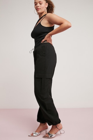 ETHIQUET AVALONBB Kadın Relaxed Fit Beli Ve Paçası Lastikli Stoperli Kargo Cepli Siyah Büyük Beden Pantolon