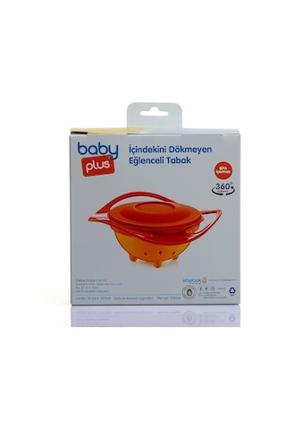 Baby Plus İçindekini Dökmeyen Eğlenceli Pp Mama Tabağı Turuncu XYZ-020212 Çok Renkli