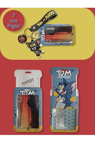 Tom & Jerry - Tom Kedi Figürlü Yumuşak Silikonlu Anahtarlık Çanta Aksesuarı Ve Kartlık 2si Bir Arada