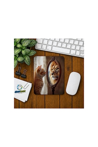 Kendini Aslan Sanan Kedi Baskılı Oyuncu Mousepad 0129