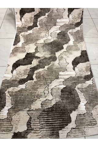 Stile Jel Kaymaz Taban Yıkanabilir Yumuşak Yüzey Kesme Yolluk Üst Kalite Kahve Bej Sade Modern Desen Renkli