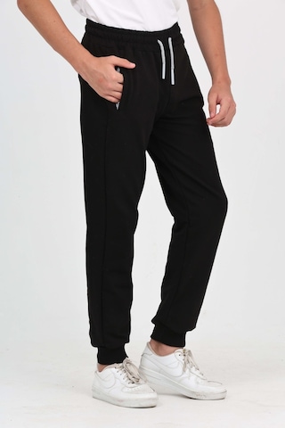 Toontoy Kids Toontoy Erkek Çocuk Baskılı Beli Paçası Lastikli Cepli Basic Jogger Eşofman Altı - 2 İplik Siyah