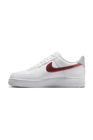 Nike Air Force 1 '07 Trainers White With Metallic Swoosh Leather Sneaker Hakiki Deri Erkek Günlük Spor Ayakkabı Beyaz