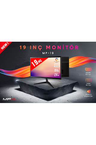 Mpıa Mp-19 Dahili Hoparlörlü Vga Hdmı 19" Led Monitör