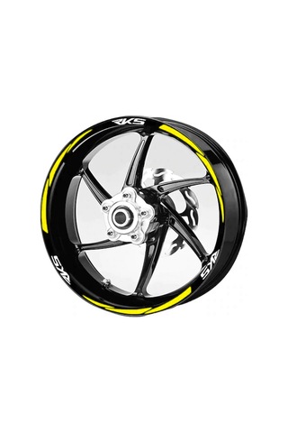 Yeni Özel Motosiklet Jant Şeridi Rks Beyaz Yazı Sarı Şerit Sağ-sol/ön-arka