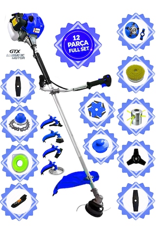 Prowackers German Rzx-9100 Pro Yan Tipi Benzinli Ot Çalı Çim Biçme Tırpanı+ 12 Pcs Komple Temizlik Setli