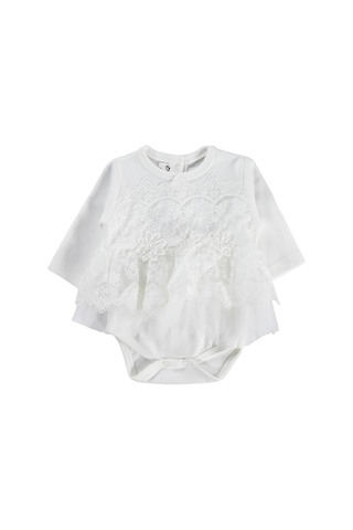 Civil Baby Fırfır Tüllü 3-12 Ay Çıtçıtlı Badi - Ekru