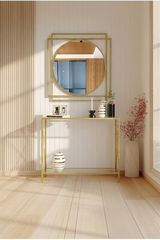 Gilda Gold Metal Dresuar Ve Ayna Seti