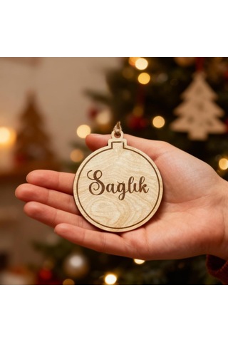 Bakgelal Ahşap Yılbaşı Ağacı Dilek Süsü Seti 5'li / Aşk, Zindelik, Para, Şans, Huzur Temalı Doğal Ahşap Yen Genel