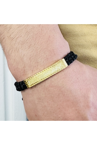 Gümüş Erkek Bileklik,14k Altın Kaplama,sim Desen Isim Yazılabilir