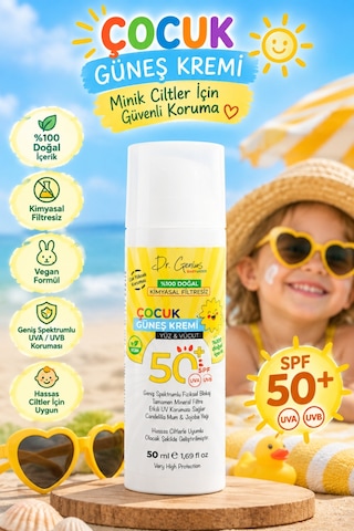 Dr. Genius %100 Doğal Spf 50+ Yüksek Korumalı Bebek Ve Çocuk Yüz/vücut Güneş Kremi - 50 Ml