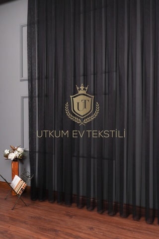 Siyah Grek Tül Perde Petek Zemin