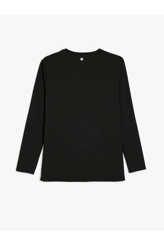 Koton Uzun Kollu Bisiklet Yaka Geometrik Baskılı Basic Spor Sweatshirt Siyah 5sam70018nk Siyah