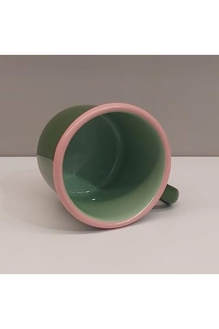 Emaye Kupa Yeşil Kordon Pembe Yeşil