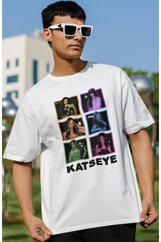 Sevbano Katseye Kpop Müzik Grubu Baskılı Unisex Oversize Tişört Beyaz