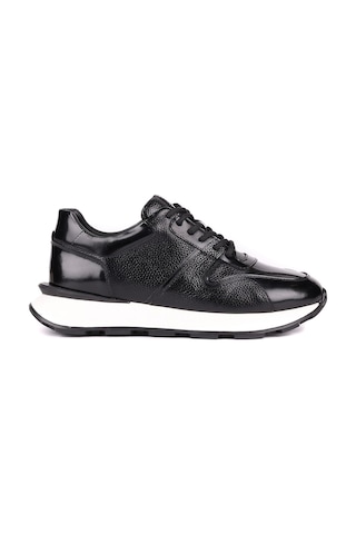 Shoetyle - Hakiki Deri Siyah Renk Günlük Erkek Sneaker - 610-1017-1657