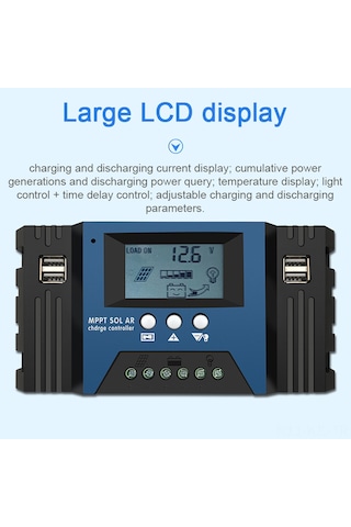 Gajeena Yüksek Verimli 100a Mppt Solar Şarj Kontrol Cihazı - 12v/24v Akıllı Usb Çıkışlı