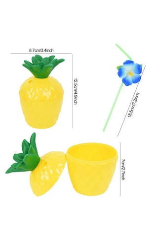 Ananas Hawaii Luau Aloha Pipetli İçecek Kabı Bardak 10x13 Cm 1 Adet Stantart